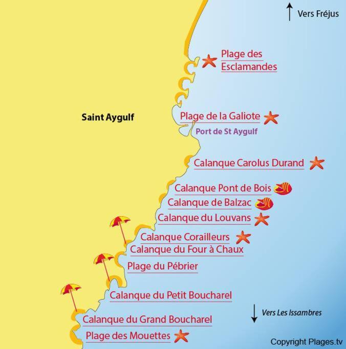Appartement L'Evasion, Vue Mer, Plages A Pied Fréjus Eksteriør bilde
